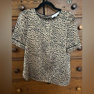 LOFT Black and Tan Animal Print Blouse